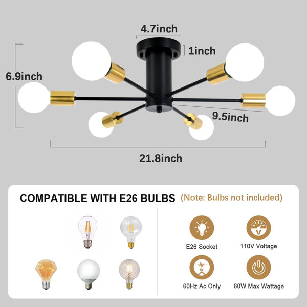 Wrought Studio Annasofia Dimmable Modern Linear Chandelier Sputnik Semi